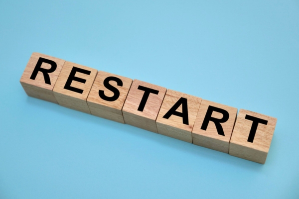 restart spelled using wooden letter blocks depicting oil furnace restart