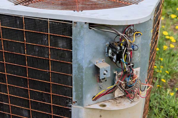 rusty air conditioner compressor depicting hvac installation